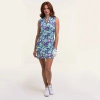 EPNY SLEEVELESS FLORAL BLUR PRINT DRESS