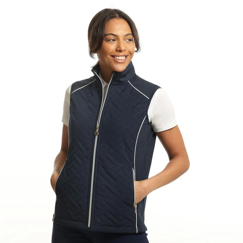 Island Green Contrast Piping Quilted Padded Gilet Navy/White