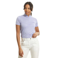 Island Green Mandarin Collar UV Protection Polo Shirt  Purple