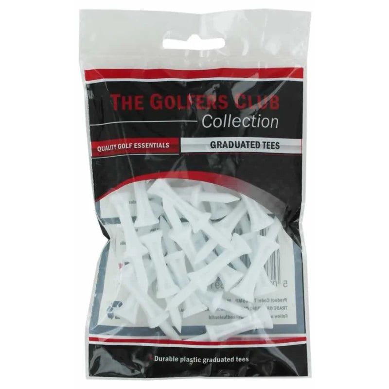 Brand Fusion Plastic Graduated Castle Golf Tees  - Strong Tees - 51mm - White - 25 tees