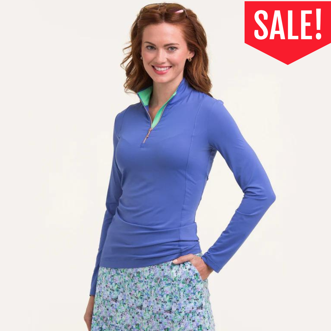Ruffle Tm EPNY LONG SLEEVE ZIP MOCK POLO W/ RUFFLE TM BLUEBELLE MULTI – Pro Golf ...