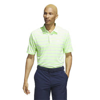 adidas Gents Two-Colour Stripe Polo Shirt Lucid Lemon - White