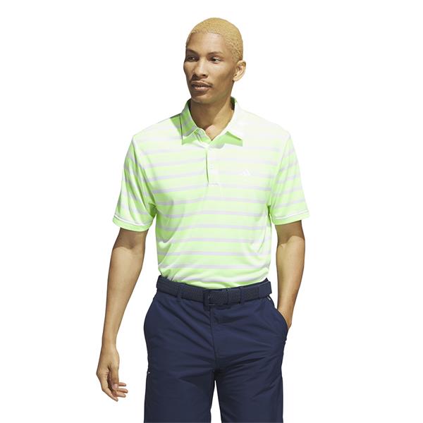 adidas Gents Two-Colour Stripe Polo Shirt Lucid Lemon - White