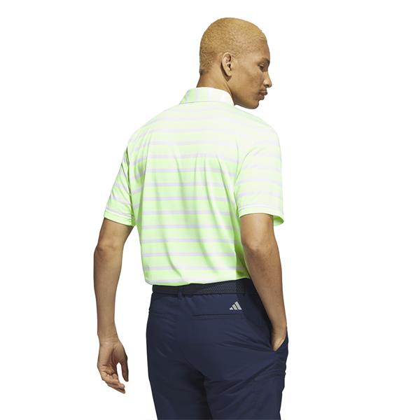 adidas Gents Two-Colour Stripe Polo Shirt Lucid Lemon - White