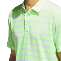 adidas Gents Two-Colour Stripe Polo Shirt Lucid Lemon - White