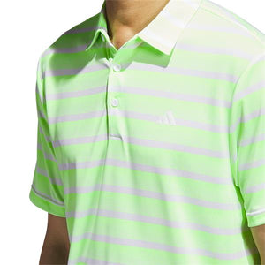 adidas Gents Two-Colour Stripe Polo Shirt Lucid Lemon - White