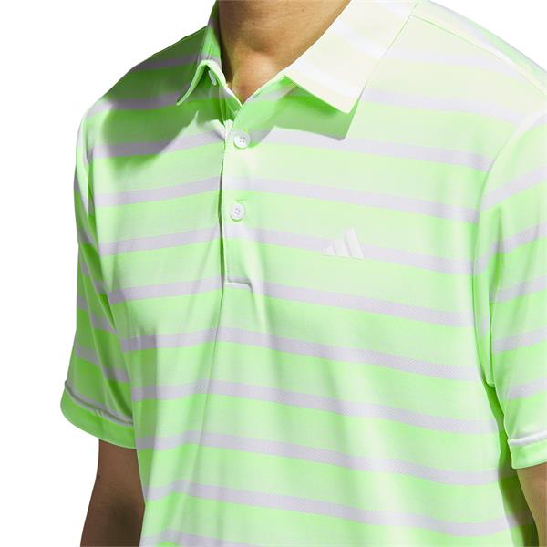 adidas Gents Two-Colour Stripe Polo Shirt Lucid Lemon - White