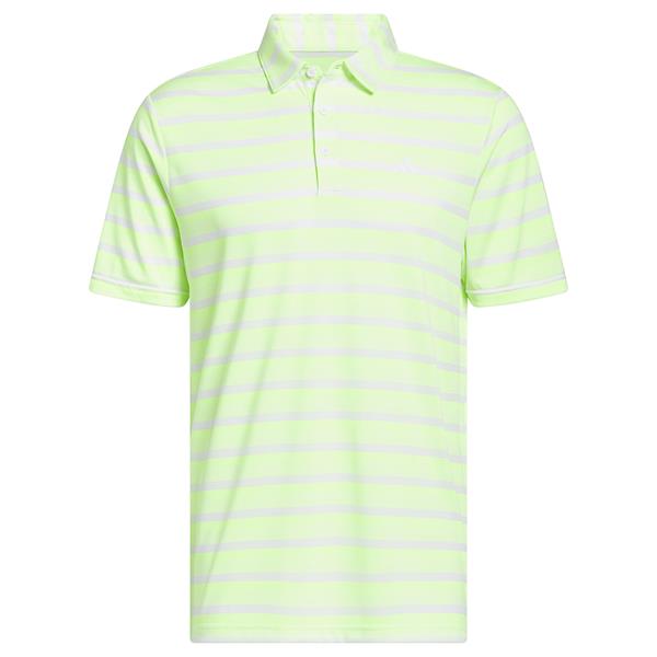 adidas Gents Two-Colour Stripe Polo Shirt Lucid Lemon - White