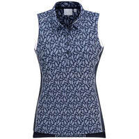 Ping Ladies Colleen Sleeveless Printed Polo Shirt Paradise Garden - Navy
