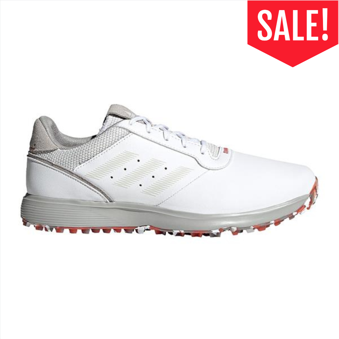 adidas Gents S2G Spike less Leather Shoes White Grey Red Pro