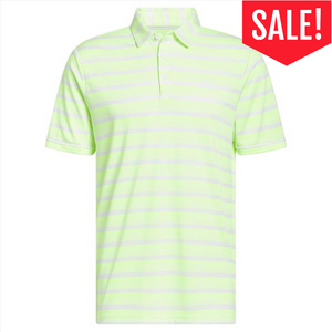 adidas Gents Two-Colour Stripe Polo Shirt Lucid Lemon - White