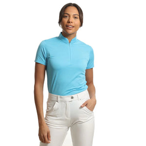 Island Green Mandarin Collar UV Protection Polo Shirt True Blue
