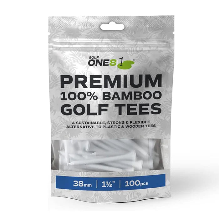 Golf One8  (100Pack) Straight Shank Bamboo Golf Tees - 38mm