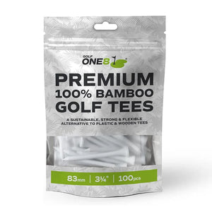 Golf One8 (100Pack) Straight Shank Bamboo Golf Tees - 83mm