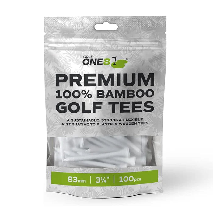 Golf One8 (100Pack) Straight Shank Bamboo Golf Tees - 83mm