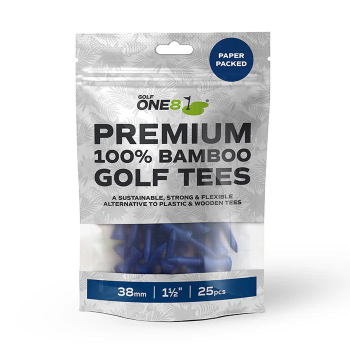 Golf One8 (25 Pack)  Castle Bamboo Golf Tees - Blue 38mm
