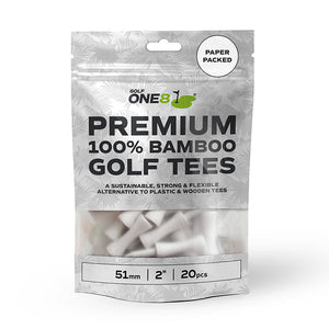 Golf One8 (20 PACK) Castle Bamboo Golf Tees - White 51mm