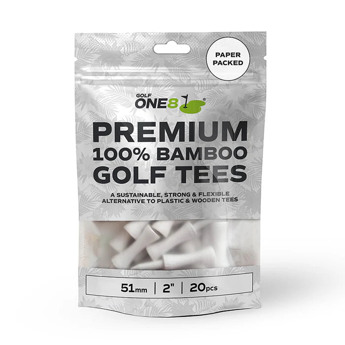 Golf One8 (20 PACK) Castle Bamboo Golf Tees - White 51mm