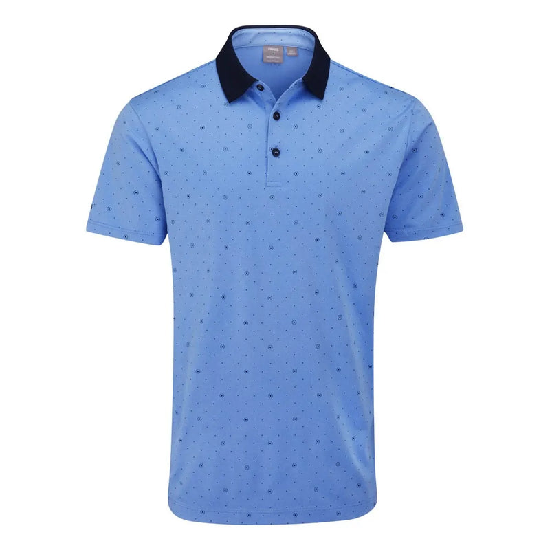 Ping Jared Men's Printed Polo Shirt - Cornflower Blue/Navy