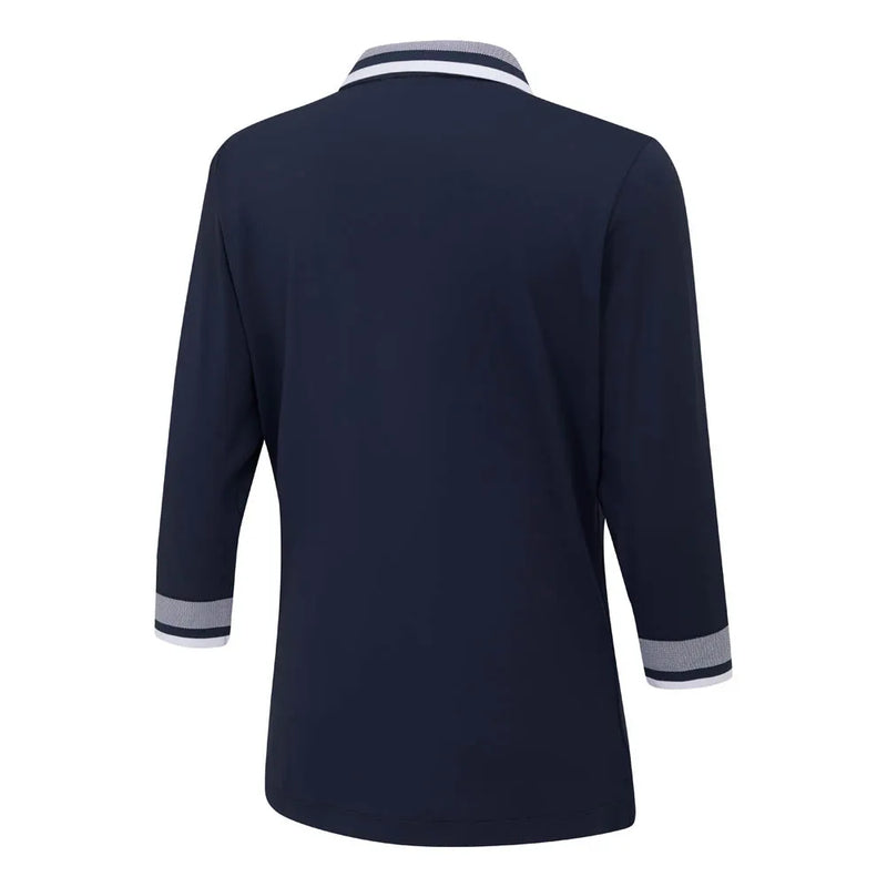 Ping Lindsey Ladies 3/4 Sleeve Polo Shirt - Navy/White