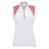 Ping  Nala Ladies Colour Block Sleeveless Polo Shirt - White/Sweet Pea