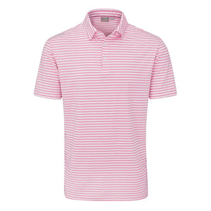 PING Owain Men's Striped Polo Shirt - Wild Rose/White