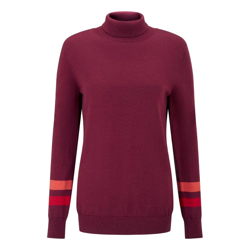 Ping Jeanie Ladies Roll Neck Sweater - Tibetan Red Multi