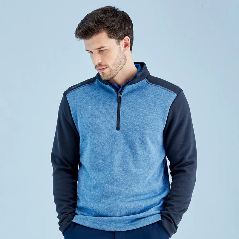 Ping Ramsey Men's Half Zip Ribbed Fleece - Tidal Blue/Navy