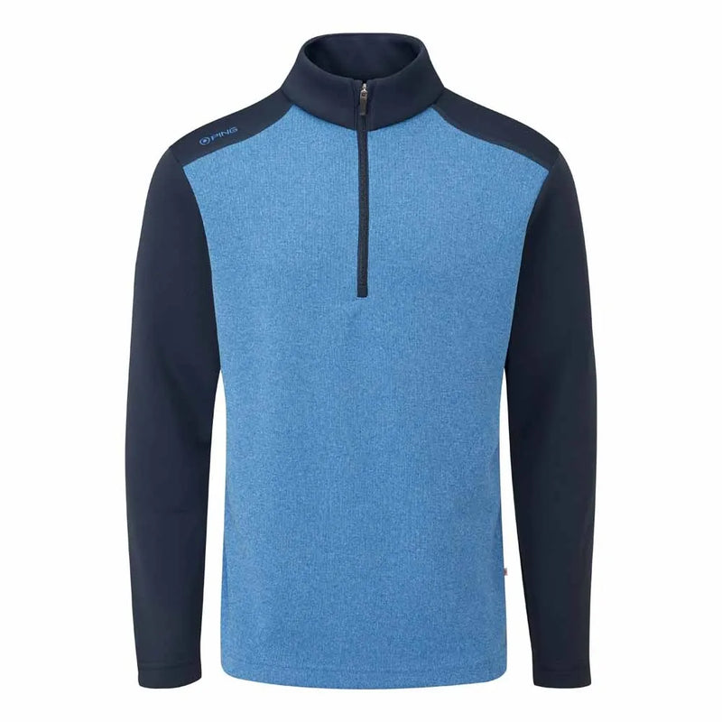 Ping Ramsey Men's Half Zip Ribbed Fleece - Tidal Blue/Navy