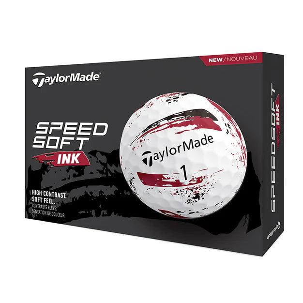 Taylormade Speed Soft Ink Golf Balls - White/Red