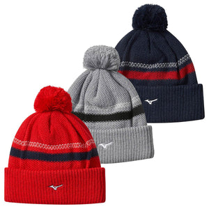 Mizuno Breath Thermo Pom Pom Beanies Red