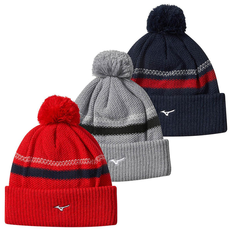 Mizuno Breath Thermo Pom Pom Beanies Red