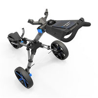 POWAKADDY  MICRA PUSH CART-GUN METAL/BLUE TRIM