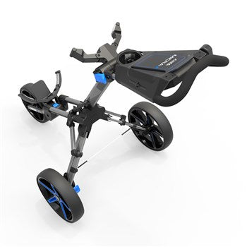 POWAKADDY  MICRA PUSH CART-GUN METAL/BLUE TRIM