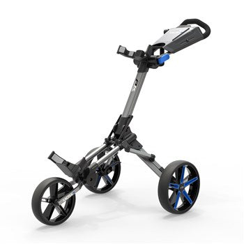 POWAKADDY  MICRA PUSH CART-GUN METAL/BLUE TRIM
