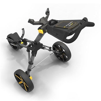 POWAKADDY 2022 MICRA PUSH CART-GUN METAL/YELLOW TRIM