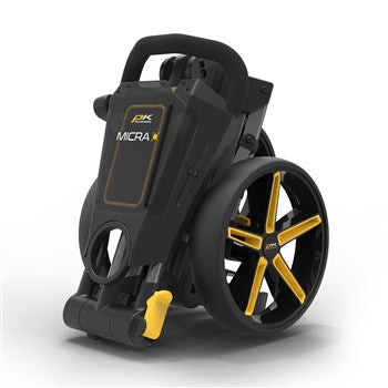 POWAKADDY 2022 MICRA PUSH CART-GUN METAL/YELLOW TRIM