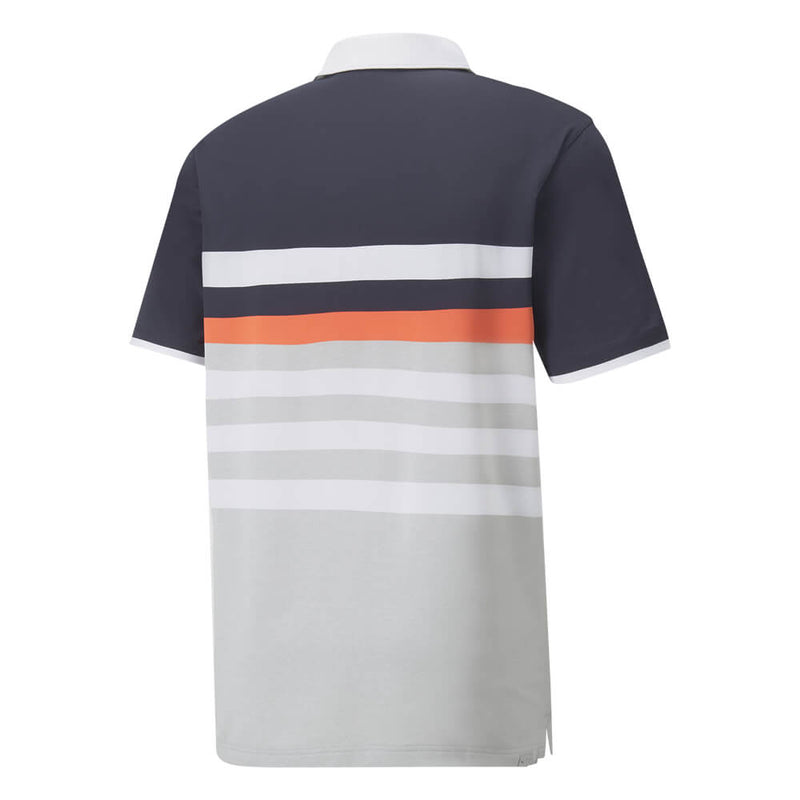 PUMA MATTR ONE WAY POLO SHIRT - NAVY BLAZER/HOT CORAL