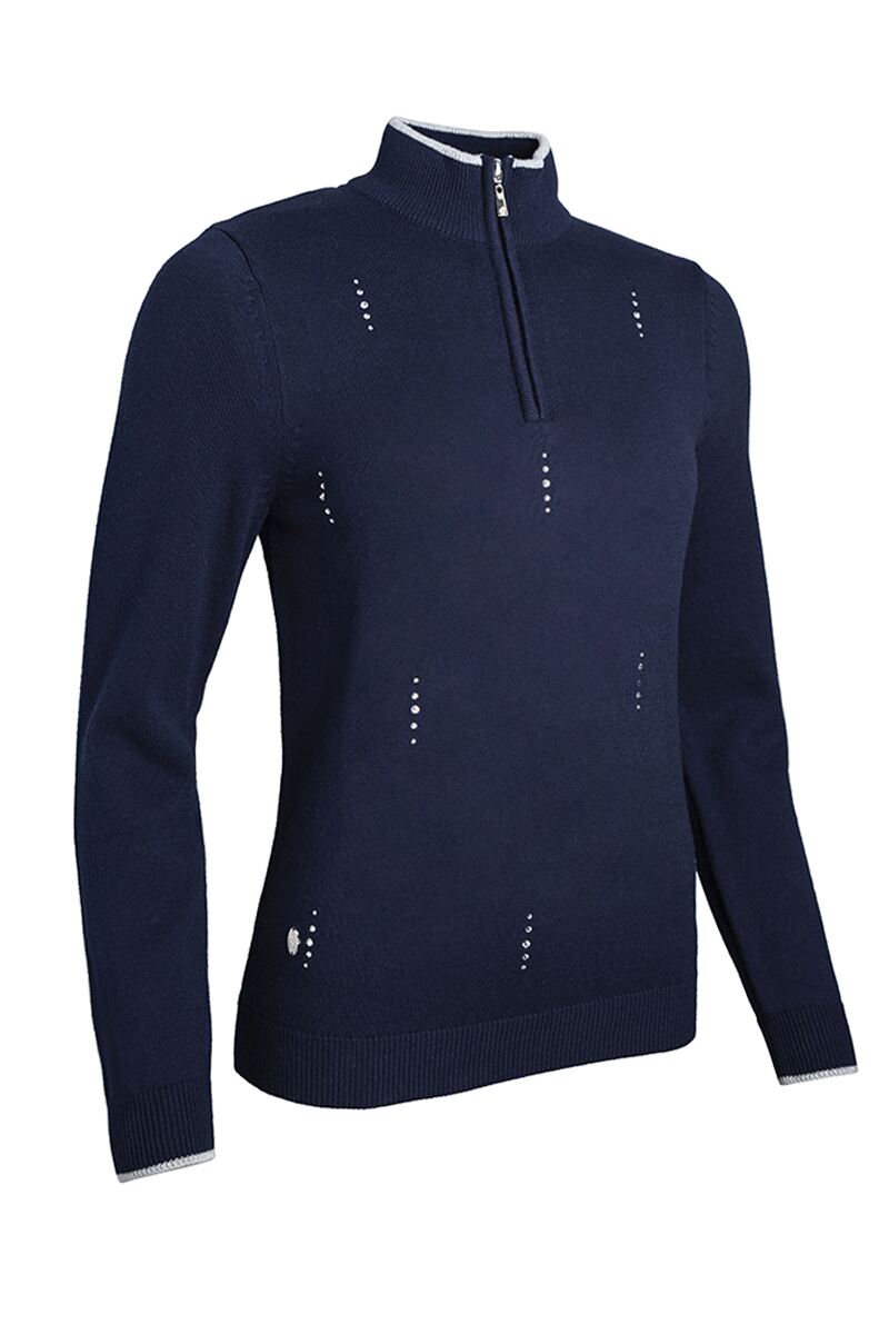 Glenmuir ELLIS Ladies Zip Neck Sparkle Droplet Touch of Cashmere Golf Sweater