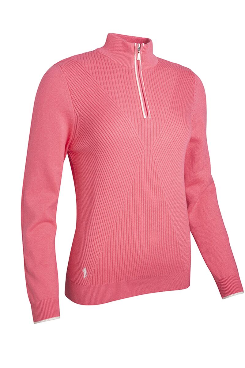 Glenmuir THEA Ladies Zip Neck Diamond Rib Touch of Cashmere Golf Sweater