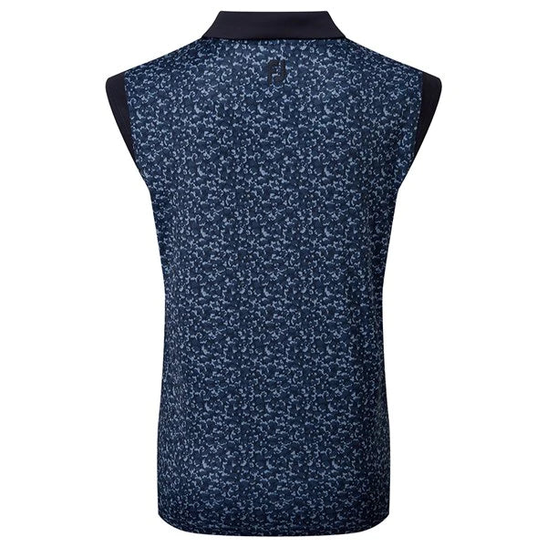 Footjoy Ladies Cap Sleeve Print Golf Polo Shirt - Navy